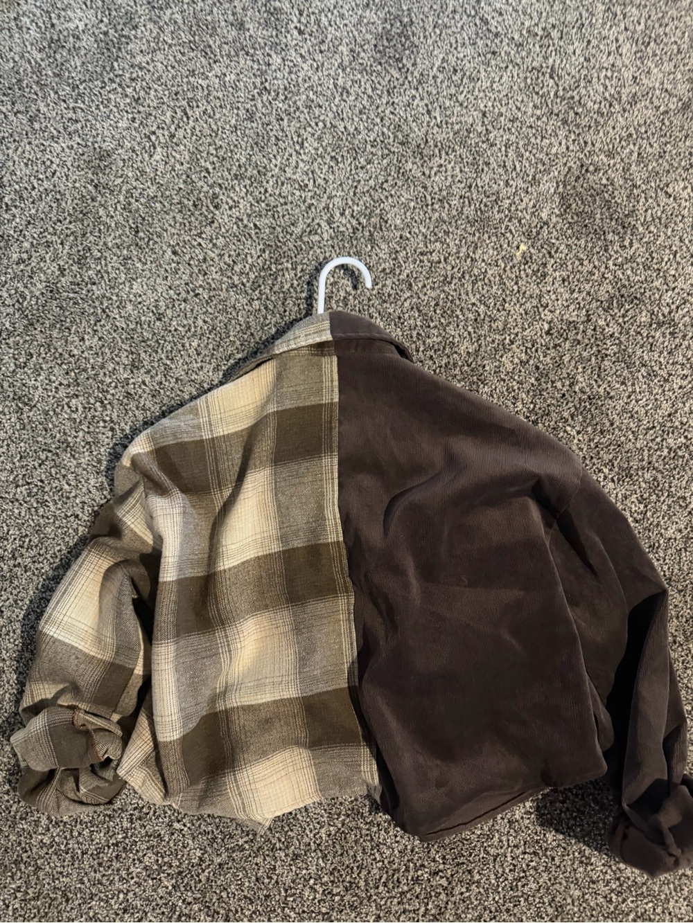 Two-Tone Brown Suede & Plaid Shacket - Picture 6 of 6